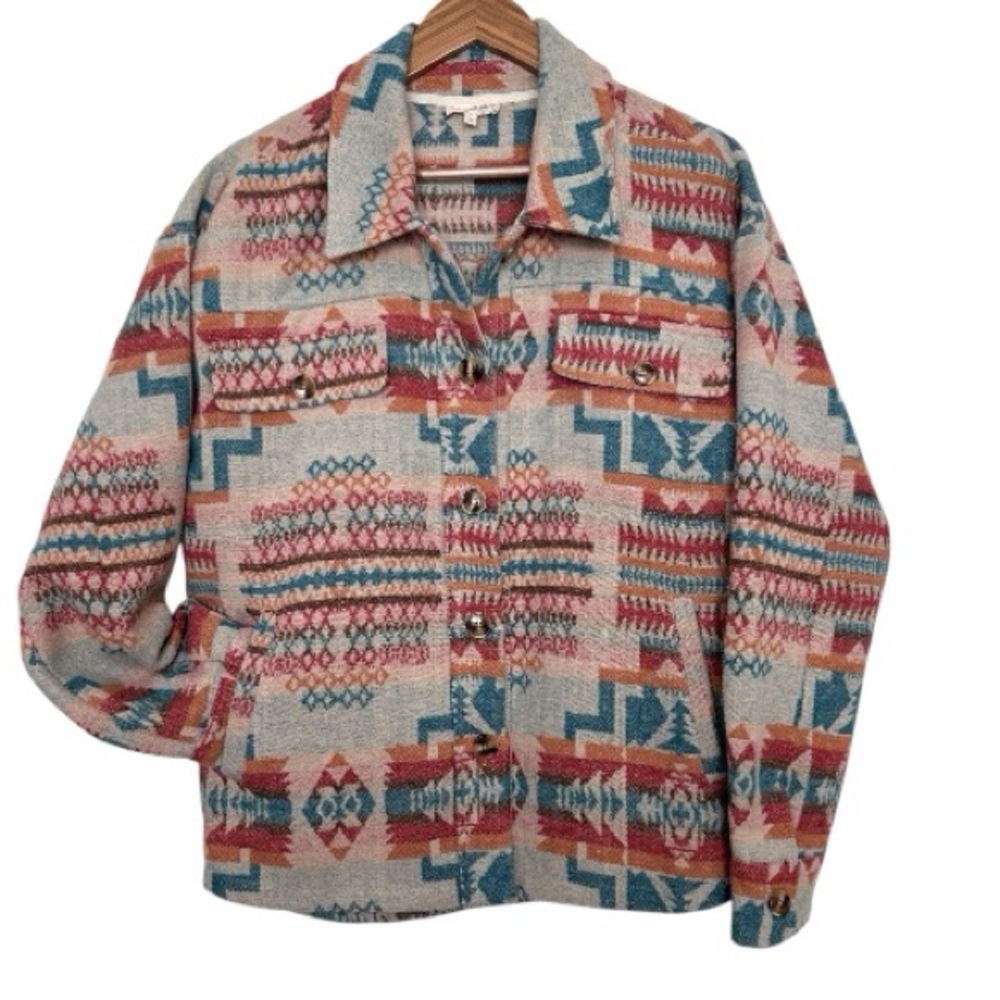 Mystree Aztec Western Print Women’s Shacket Size Large